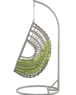 Poltrona sospesa con supporto da pavimento ARPINO Rattan sintetico (PE) Beige