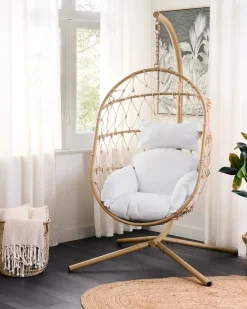 Poltrona sospesa con supporto da pavimento ADRIA Metallo Beige