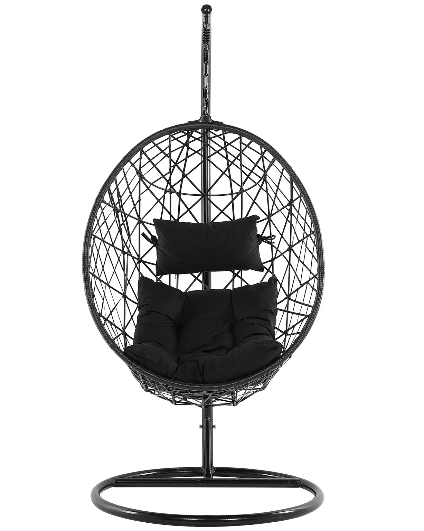 Poltrona sospesa con supporto da pavimento ALATRI Rattan sintetico (PE) Nero