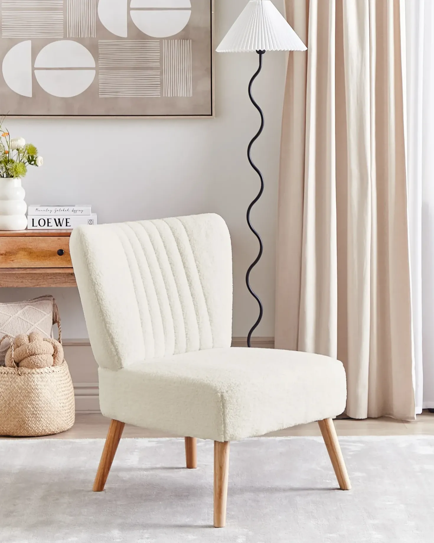 Poltrona VAASA Bouclé Bianco