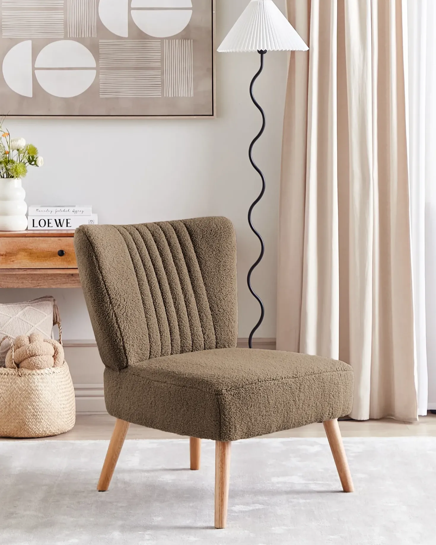 Poltrona VAASA Bouclé Marrone