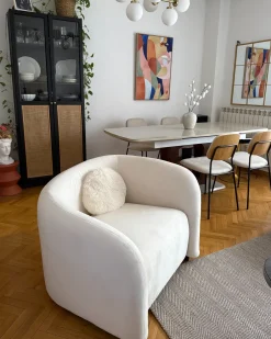 Poltrona VELTADA Velluto Bianco sporco