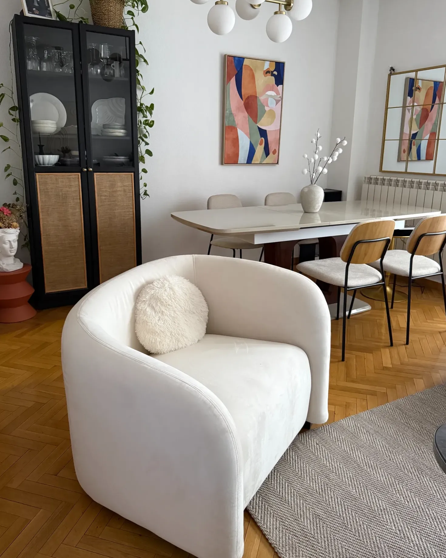 Poltrona VELTADA Velluto Bianco sporco