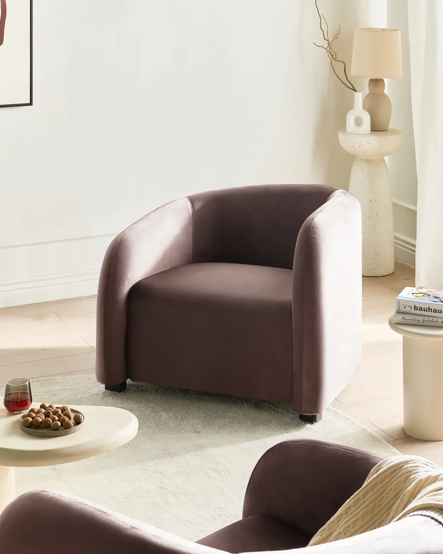 Poltrona VELTADA Velluto Marrone scuro