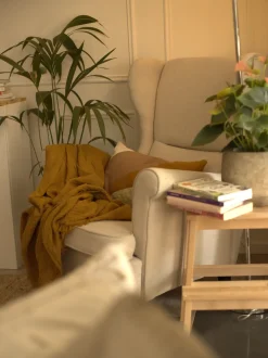 Poltrona Wingback ABSON Tessuto Beige chiaro