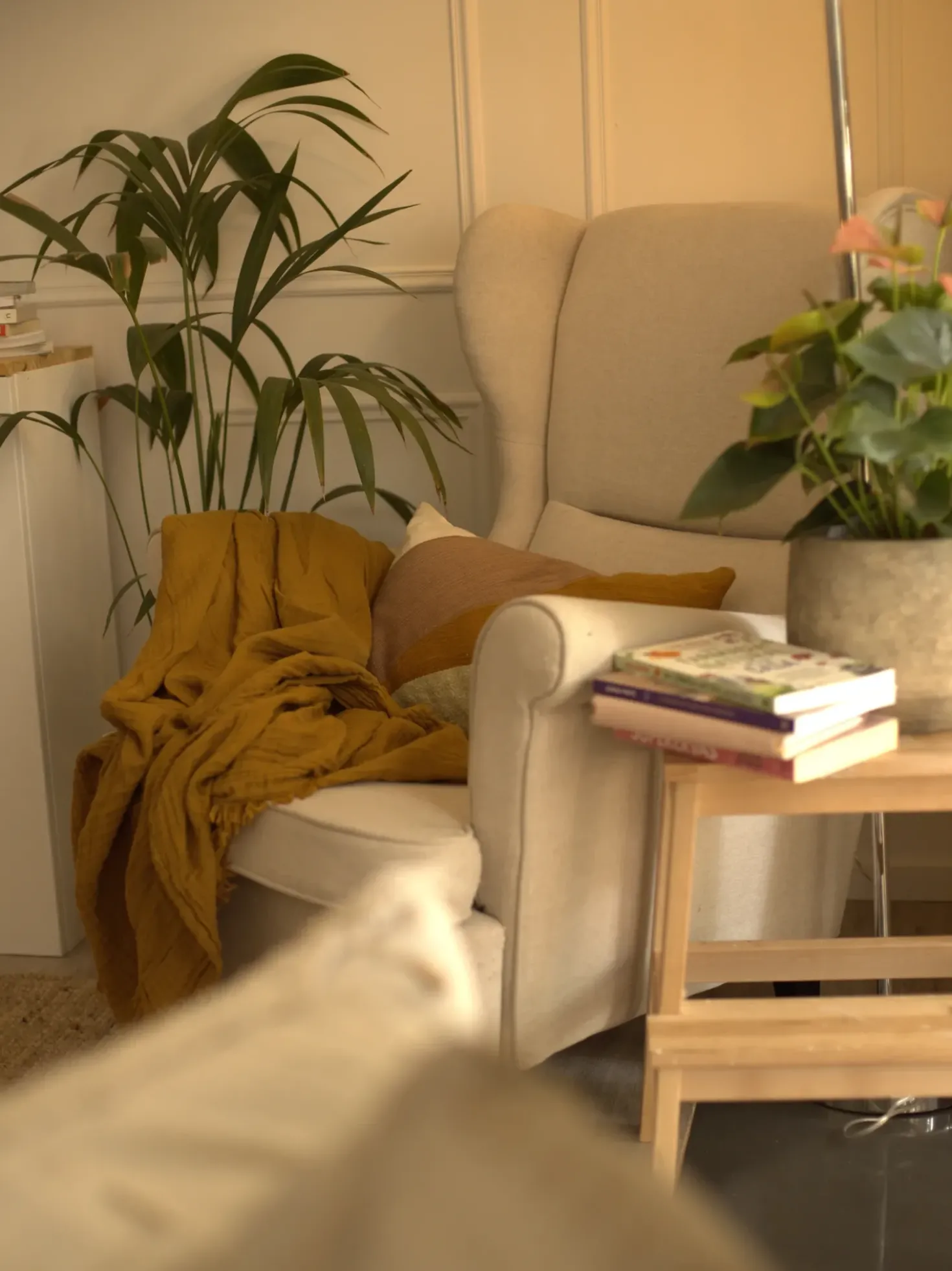 Poltrona Wingback ABSON Tessuto Beige chiaro