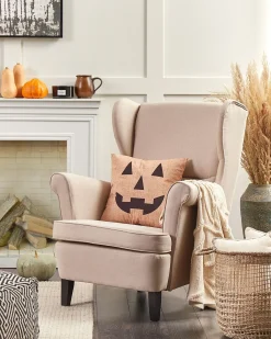 Poltrona Wingback ABSON Tessuto Beige chiaro