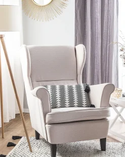 Poltrona Wingback ABSON Tessuto Beige chiaro