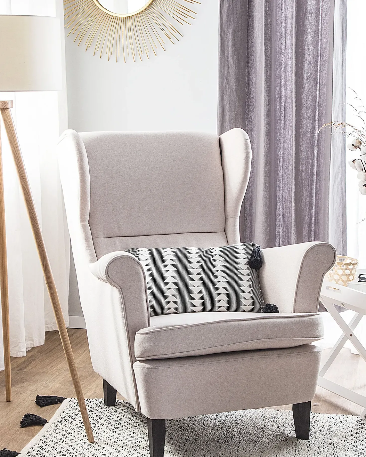 Poltrona Wingback ABSON Tessuto Beige chiaro