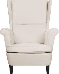 Poltrona Wingback ABSON Tessuto Beige chiaro