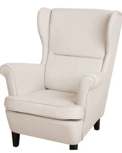 Poltrona Wingback ABSON Tessuto Beige chiaro