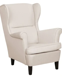 Poltrona Wingback ABSON Tessuto Beige chiaro