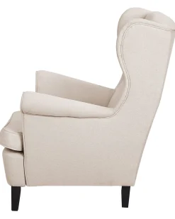 Poltrona Wingback ABSON Tessuto Beige chiaro