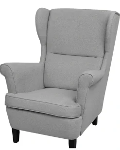 Poltrona Wingback ABSON Tessuto Grigio