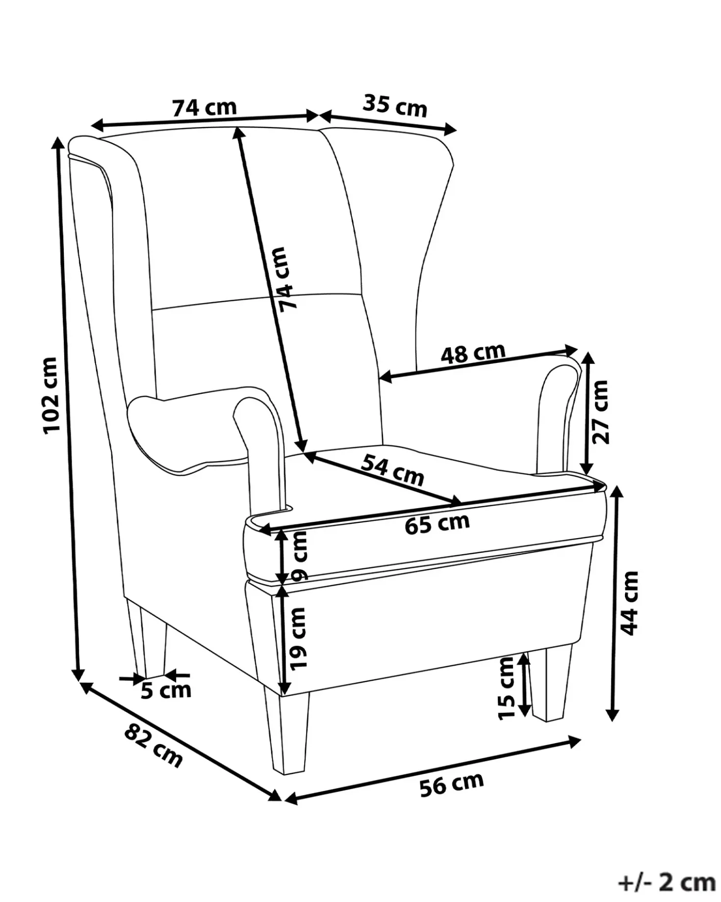 Poltrona Wingback ABSON Tessuto Grigio