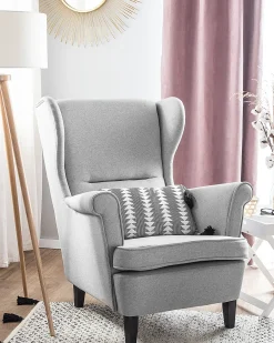 Poltrona Wingback ABSON Tessuto Grigio