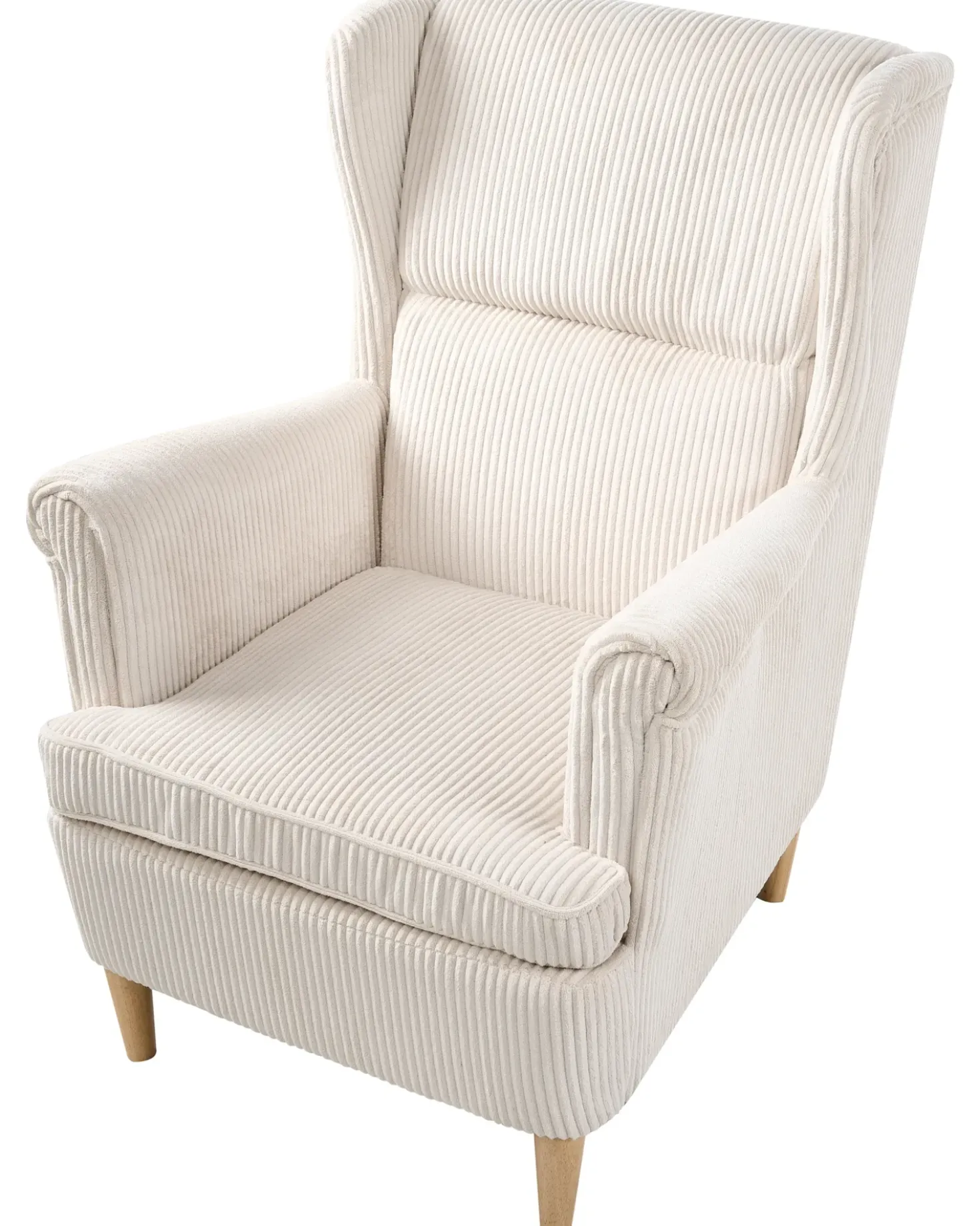 Poltrona Wingback ABSON Velluto a coste Beige chiaro