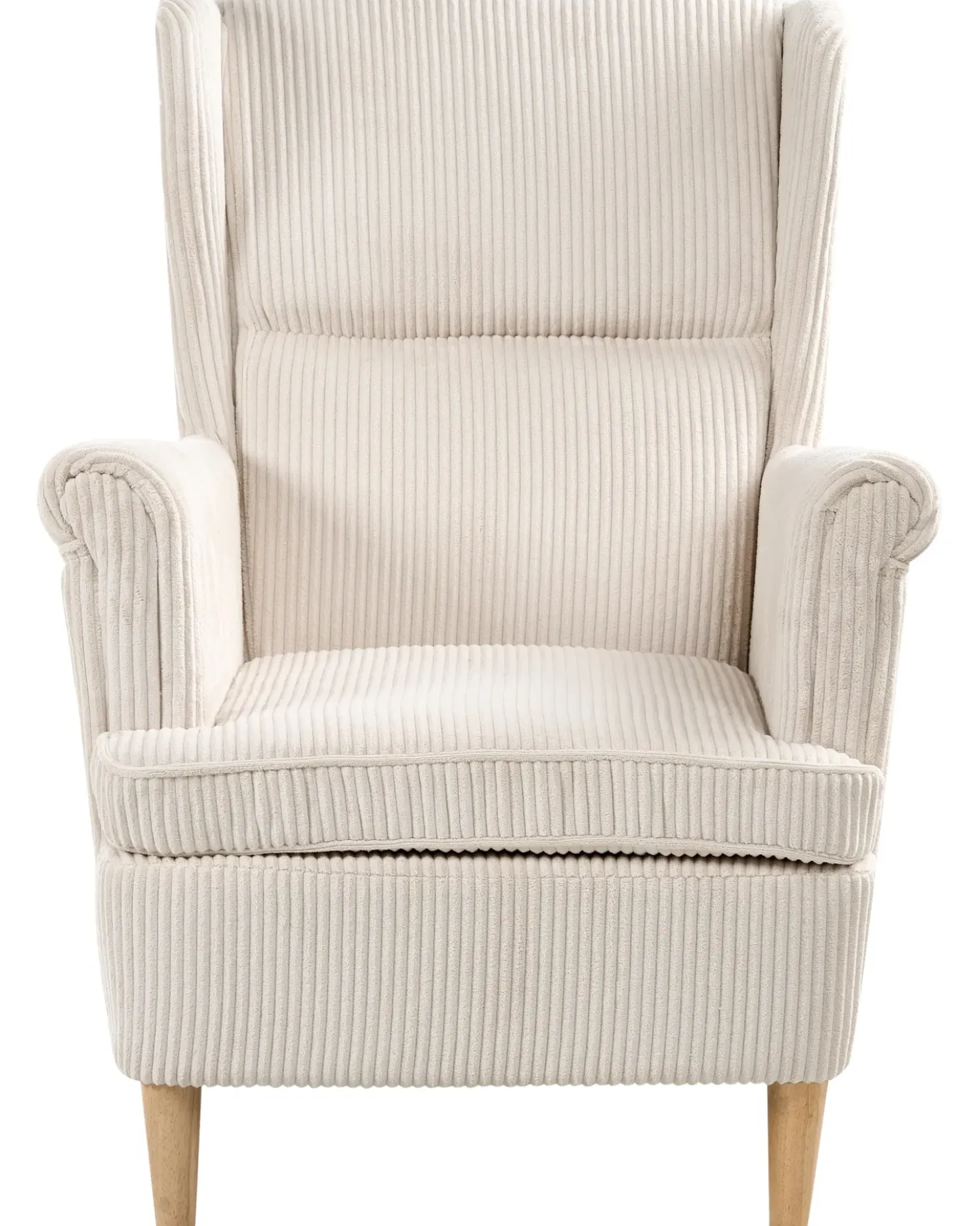 Poltrona Wingback ABSON Velluto a coste Beige chiaro