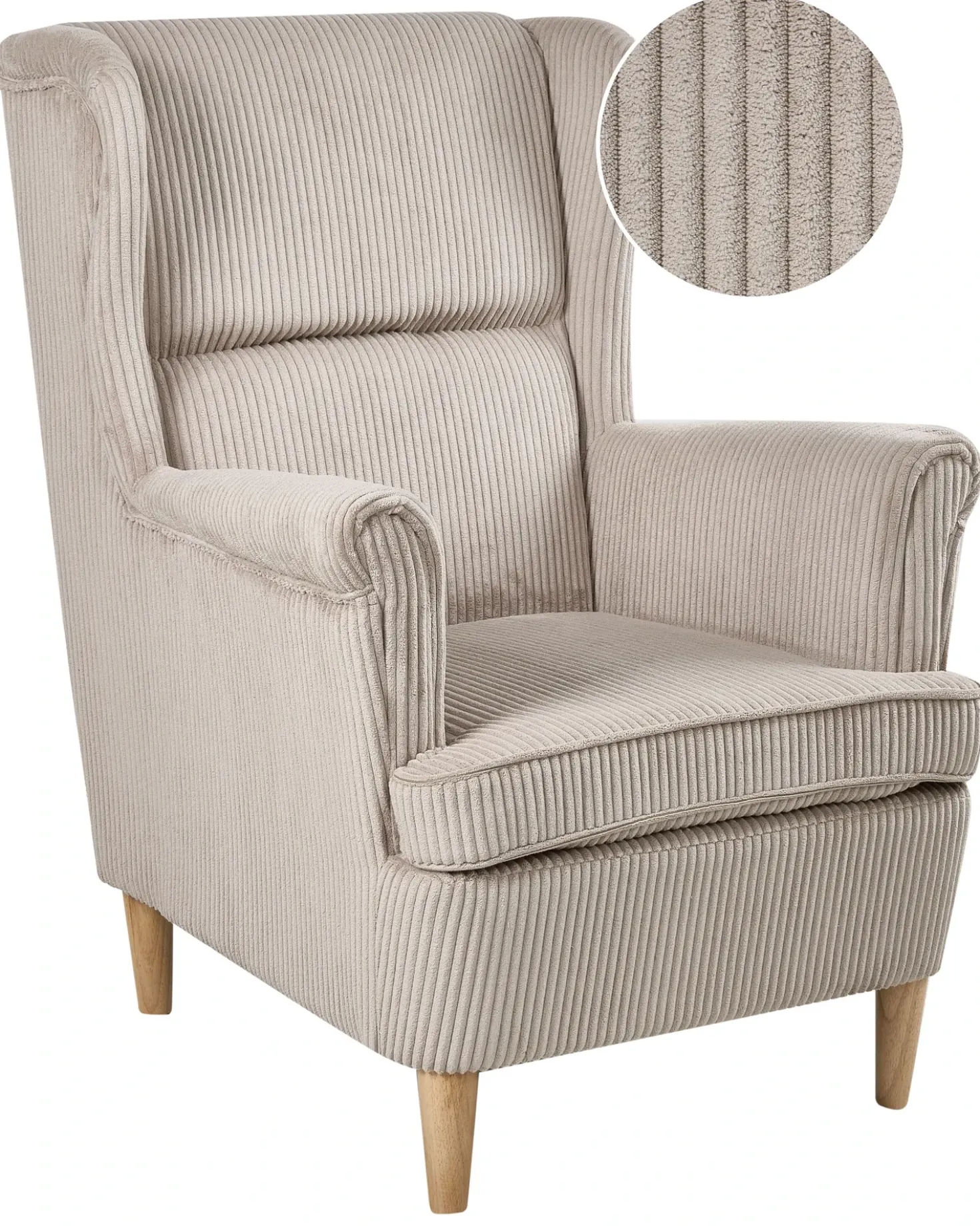 Poltrona Wingback ABSON Velluto a coste Beige