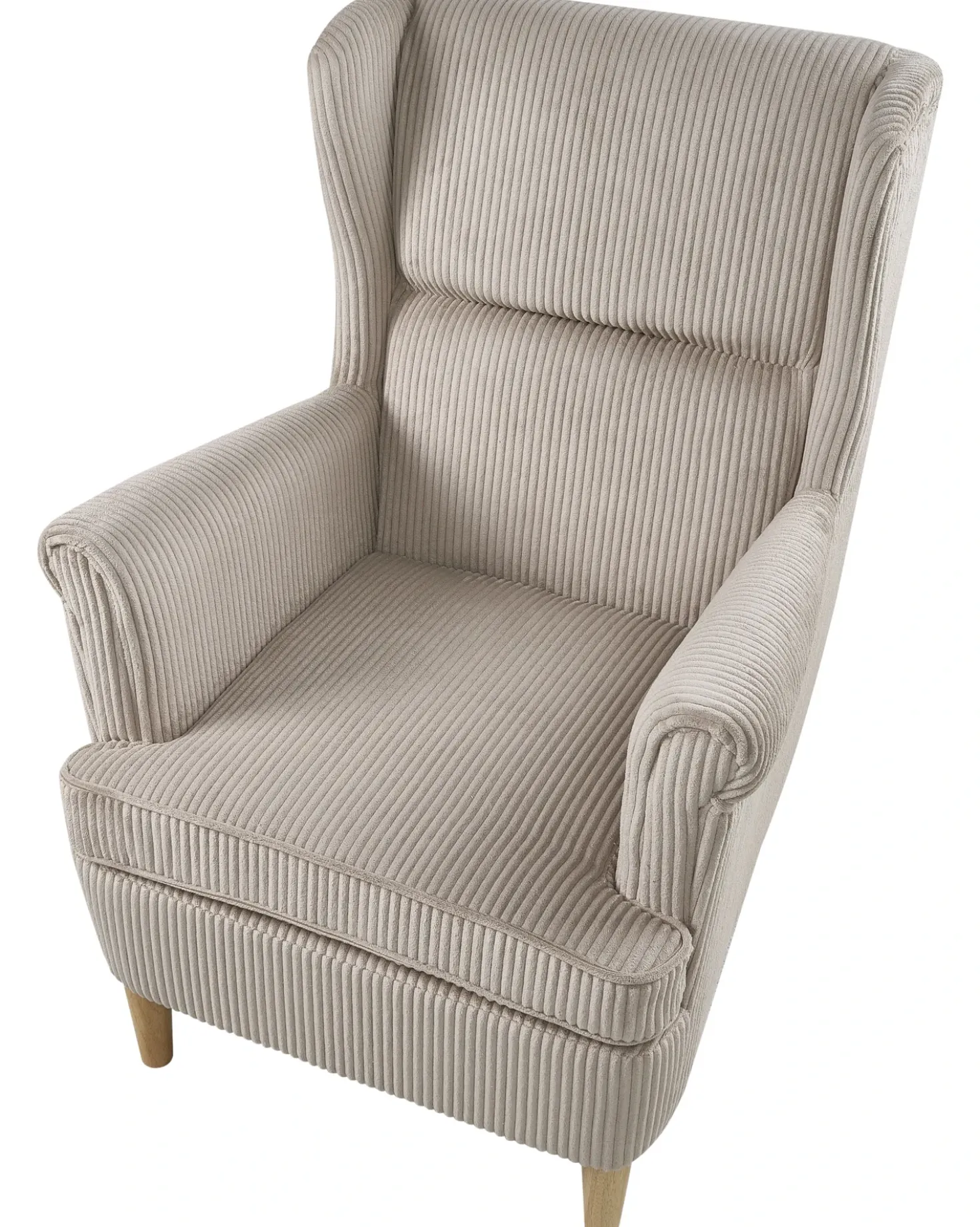 Poltrona Wingback ABSON Velluto a coste Beige
