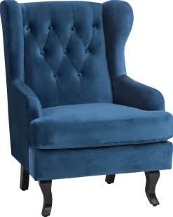 Poltrona Wingback ALTA Velluto Blu scuro