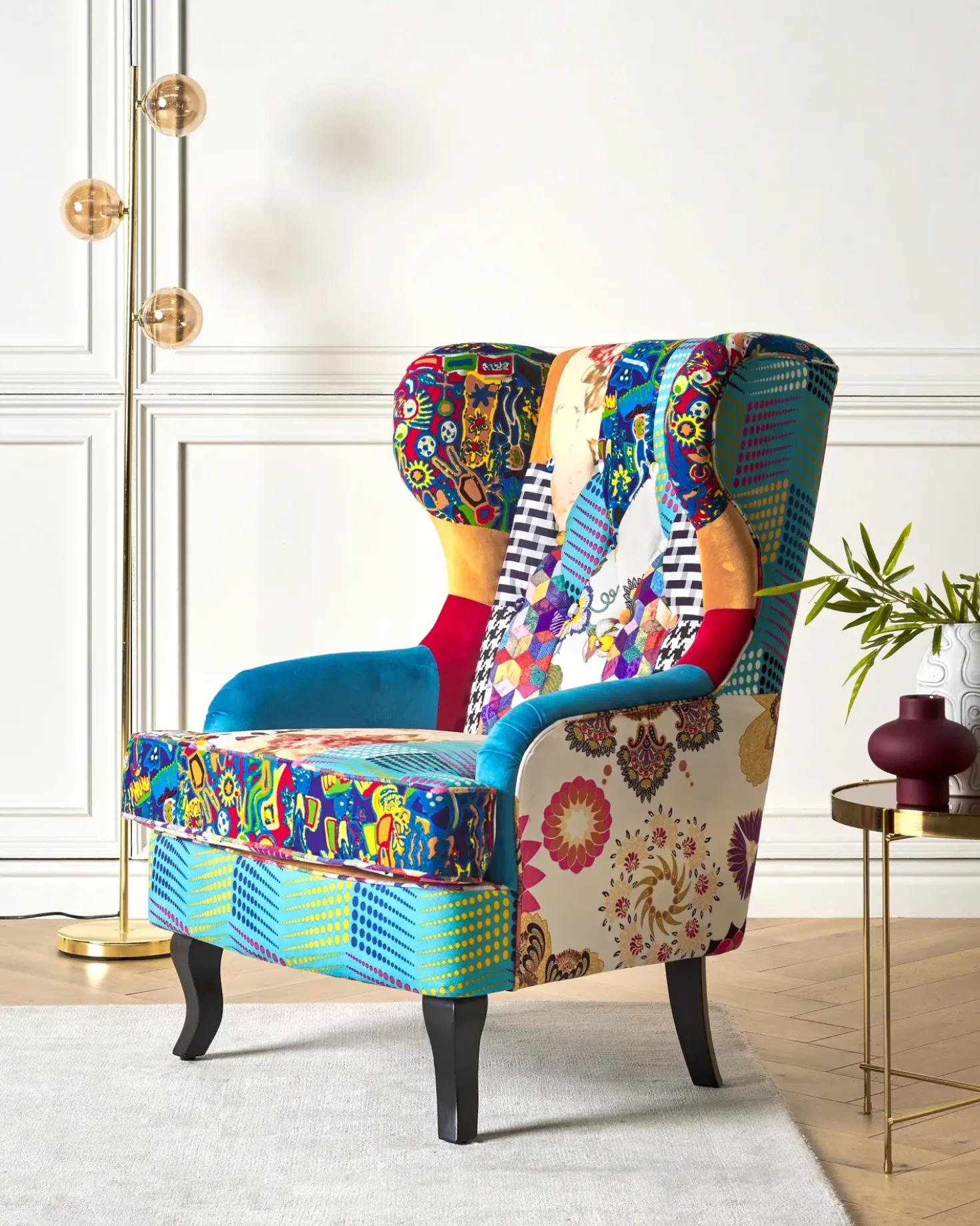 Poltrona Wingback MOLDE Tessuto Blu