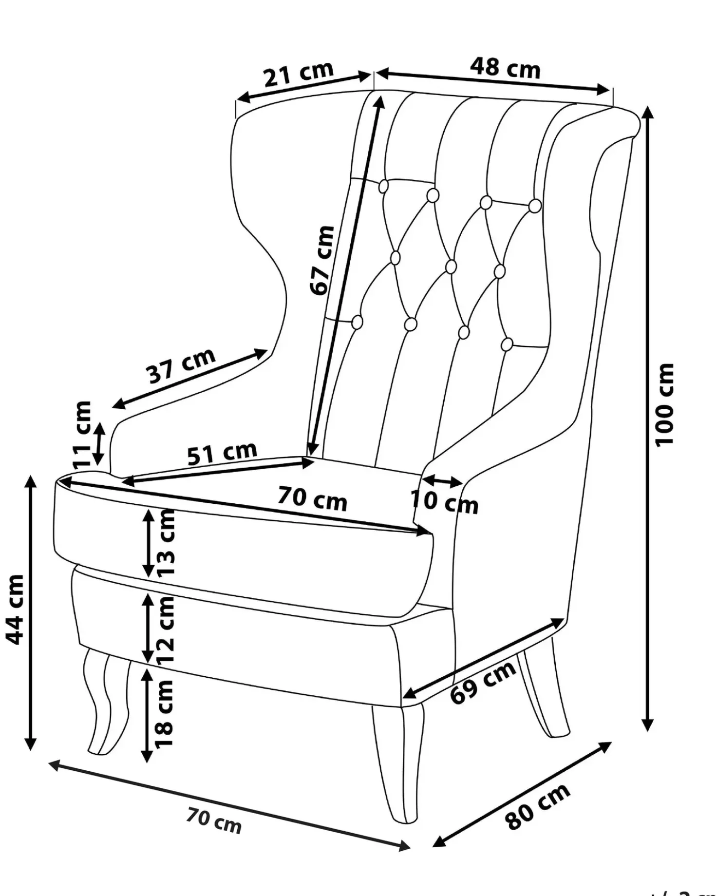 Poltrona Wingback MOLDE Tessuto Blu