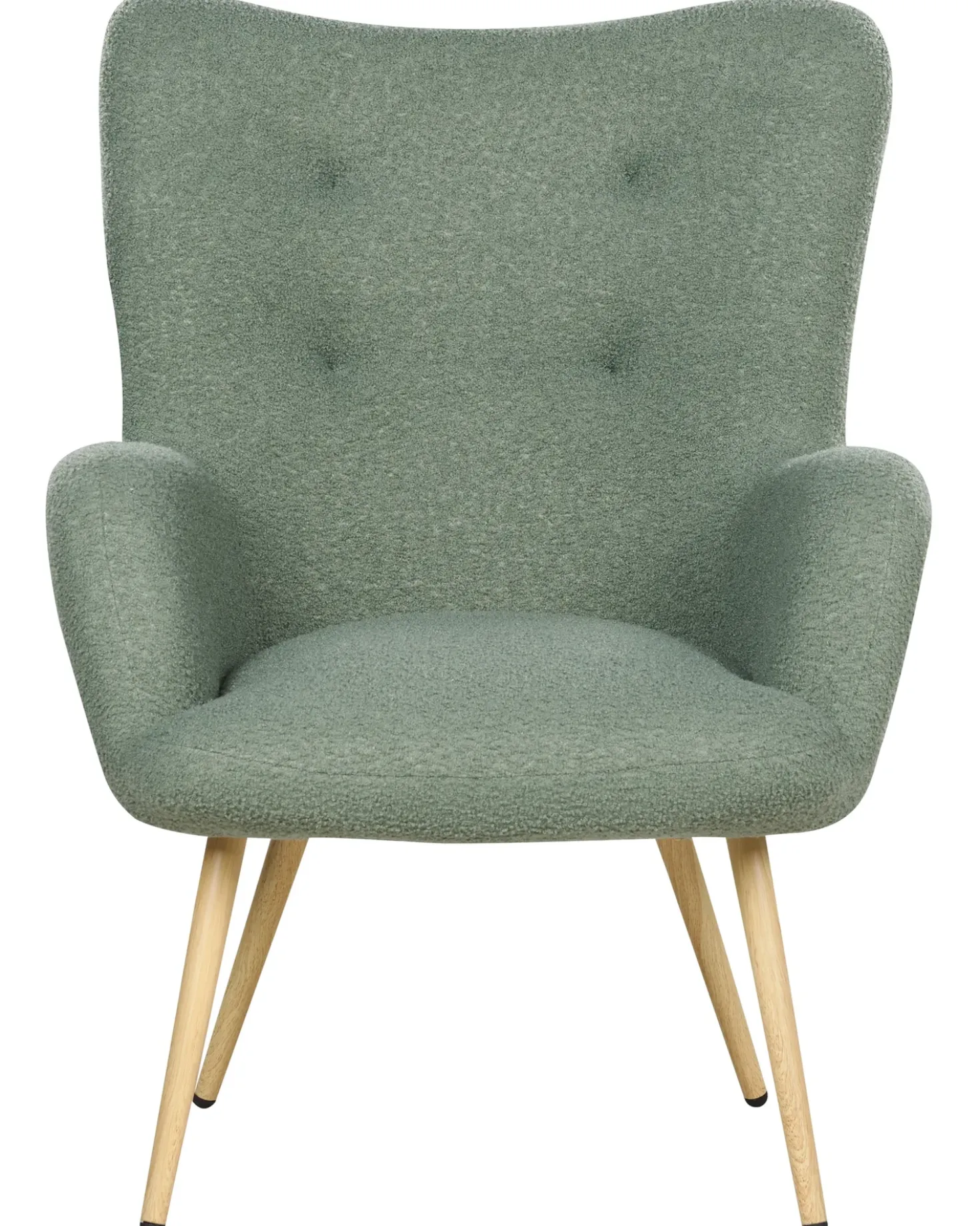Poltrona Wingback VEJLE con poggiapiedi Bouclé Verde chiaro