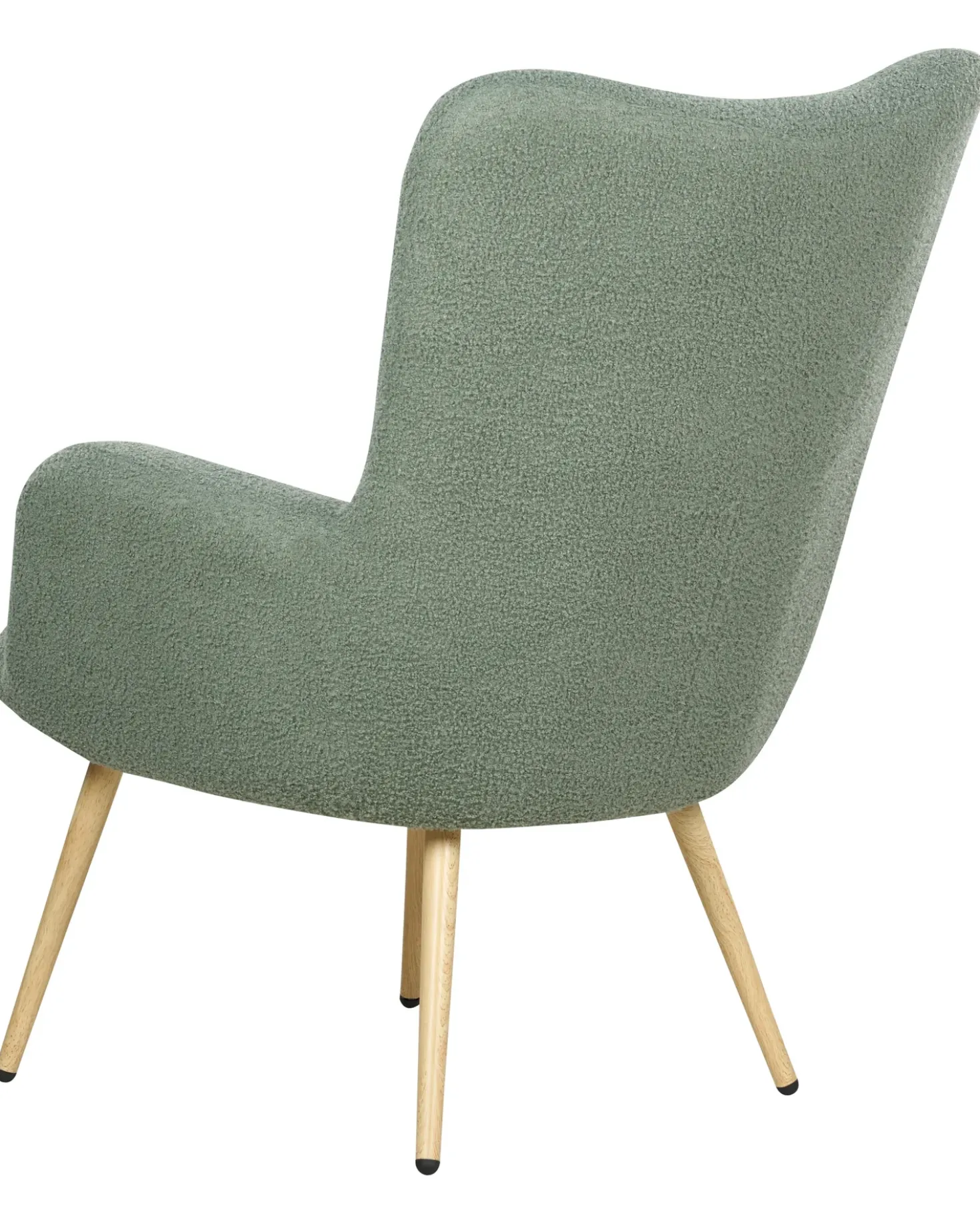 Poltrona Wingback VEJLE con poggiapiedi Bouclé Verde chiaro