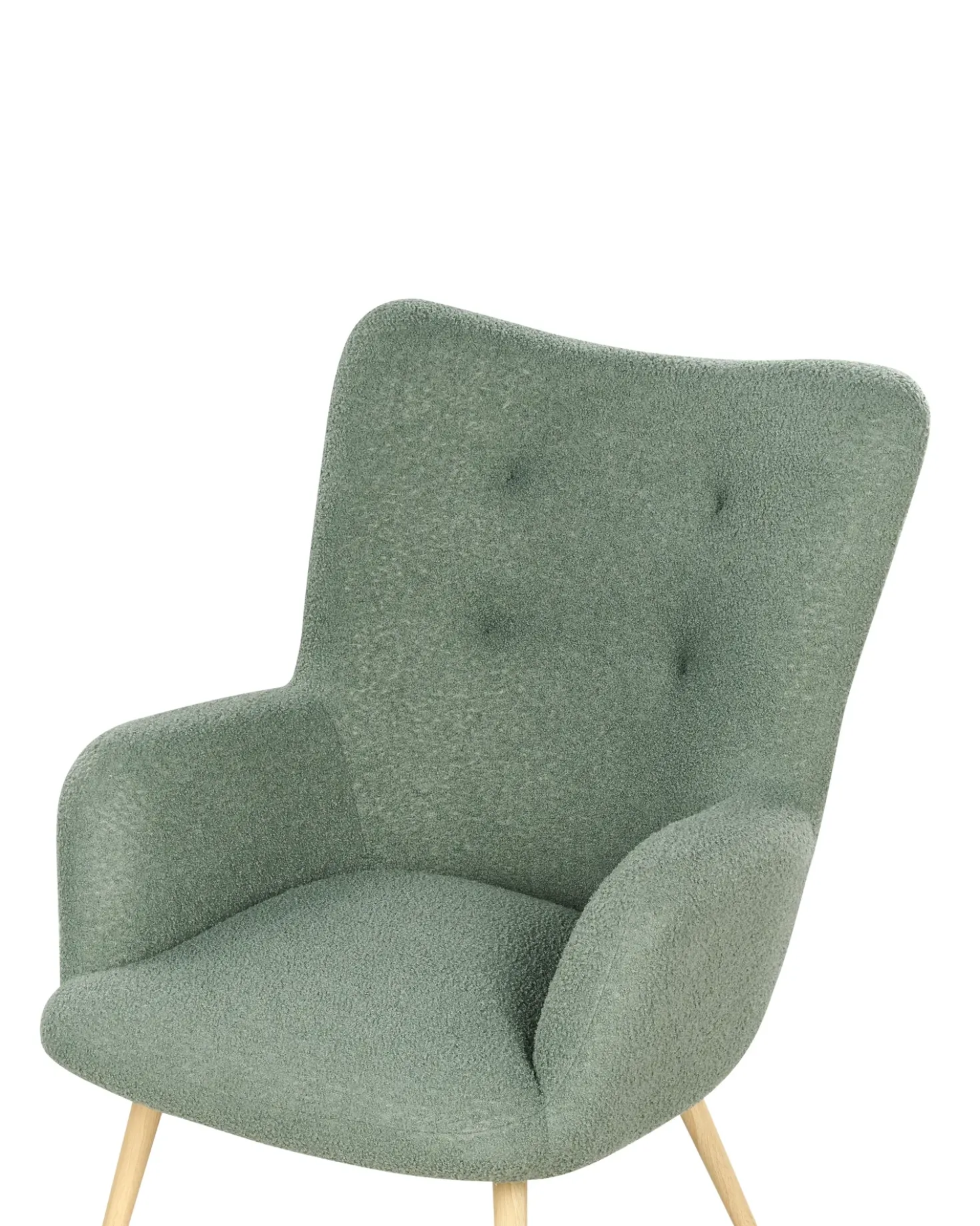 Poltrona Wingback VEJLE con poggiapiedi Bouclé Verde chiaro