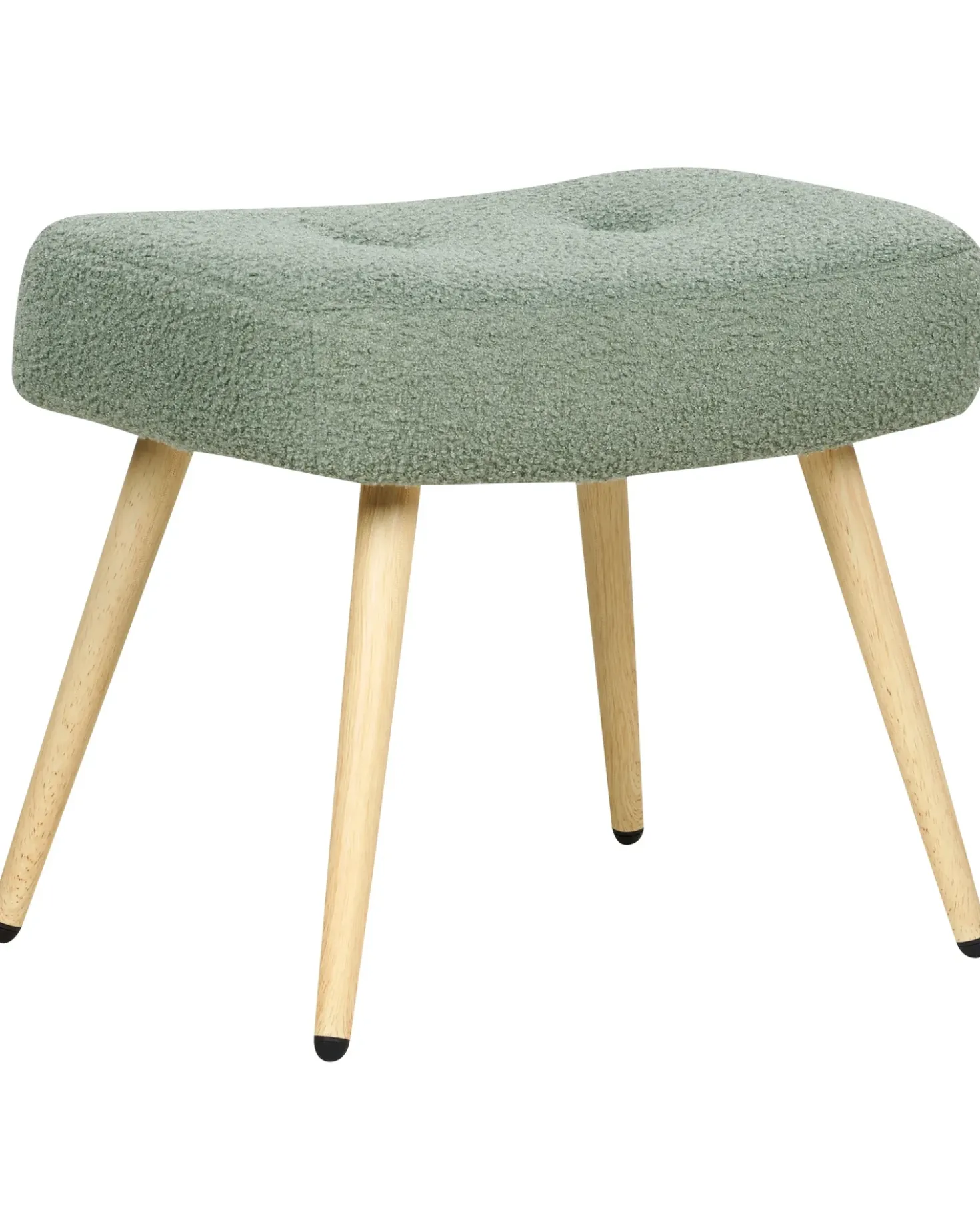 Poltrona Wingback VEJLE con poggiapiedi Bouclé Verde chiaro