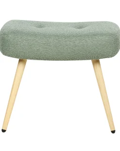 Poltrona Wingback VEJLE con poggiapiedi Bouclé Verde chiaro