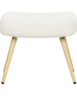 Poltrona Wingback VEJLE con poggiapiedi Bouclé Bianco sporco