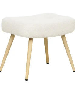 Poltrona Wingback VEJLE con poggiapiedi Bouclé Bianco sporco