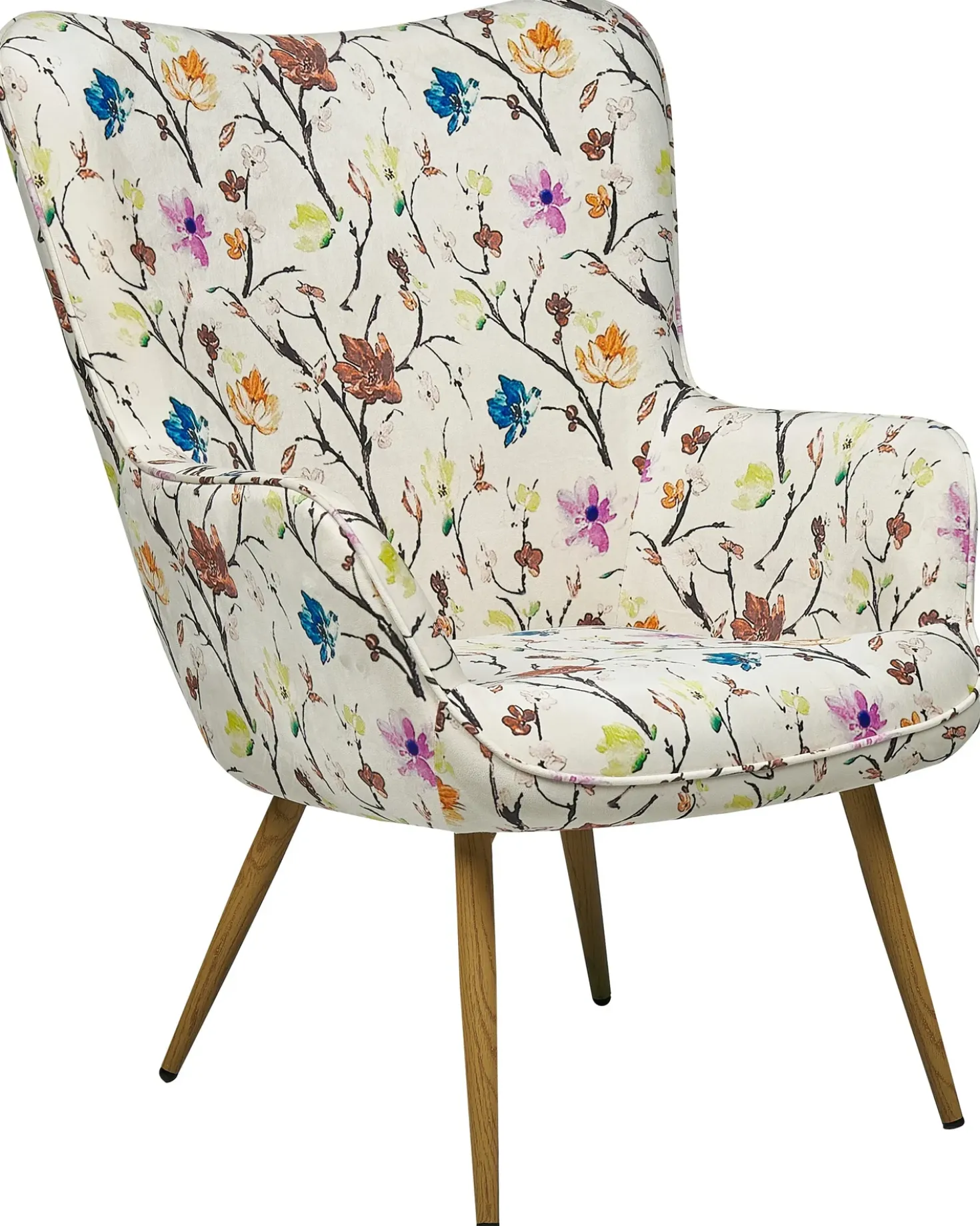 Poltrona Wingback VEJLE con poggiapiedi Tessuto Beige chiaro