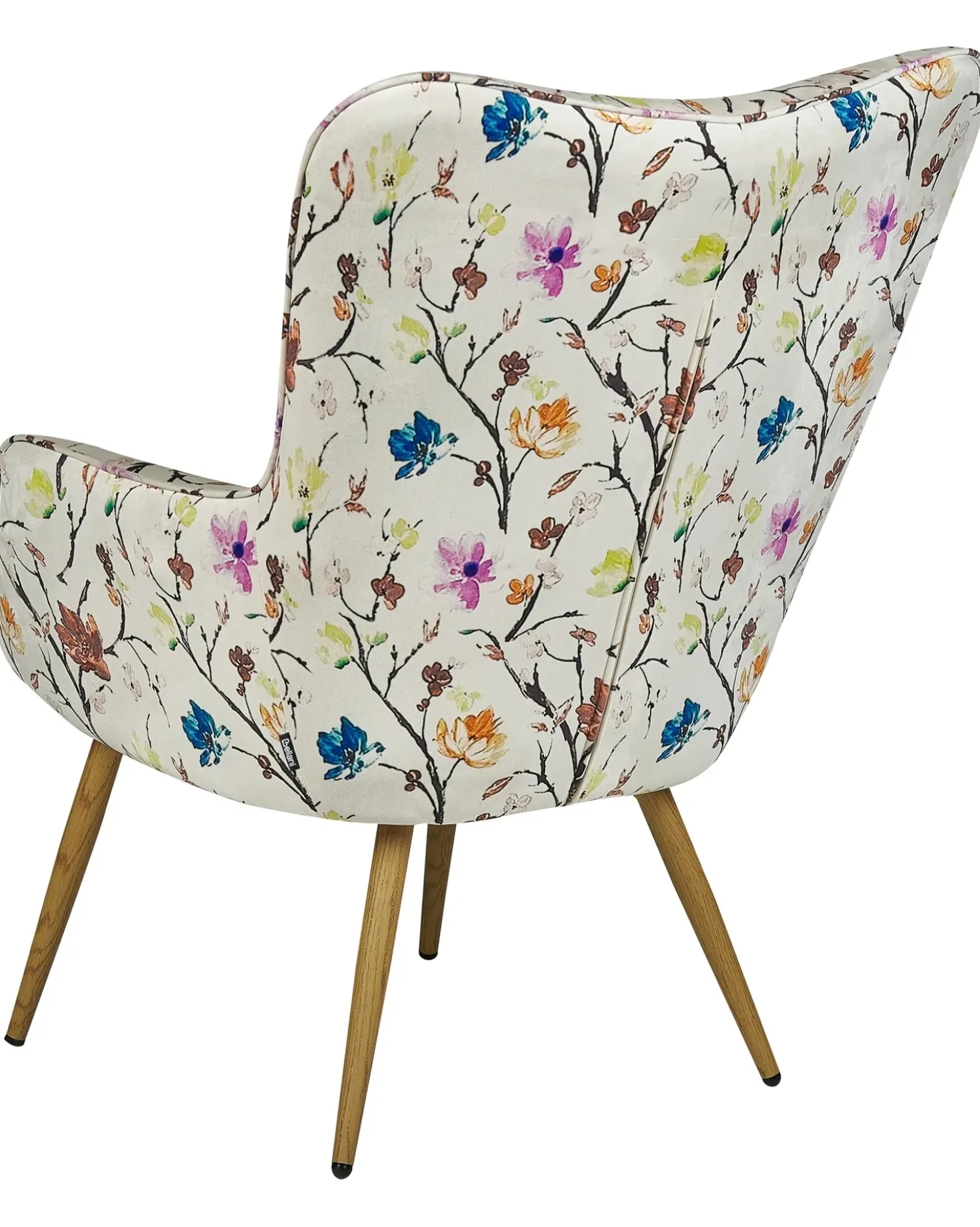 Poltrona Wingback VEJLE con poggiapiedi Tessuto Beige chiaro