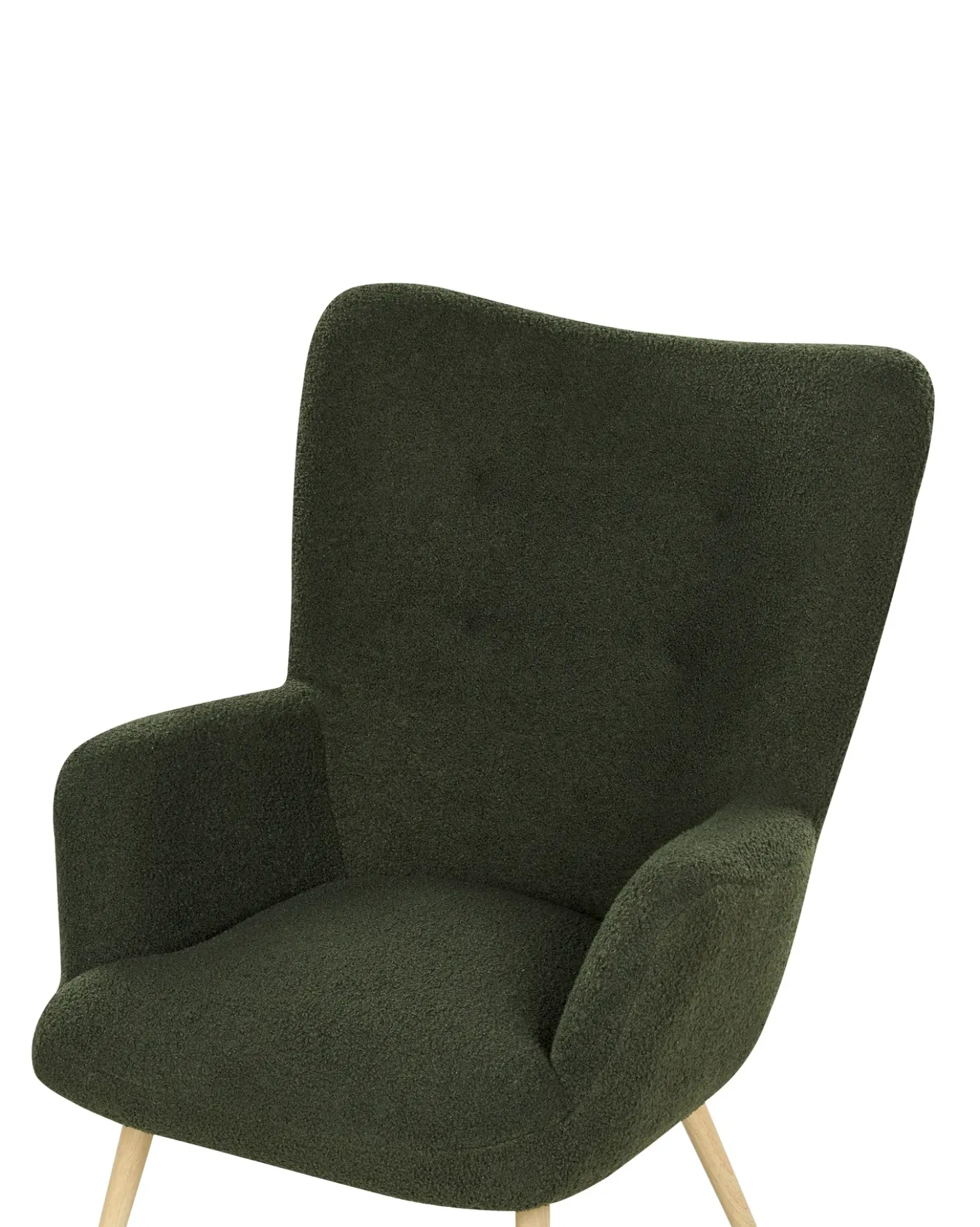 Poltrona Wingback VEJLE con poggiapiedi Bouclé Verde scuro