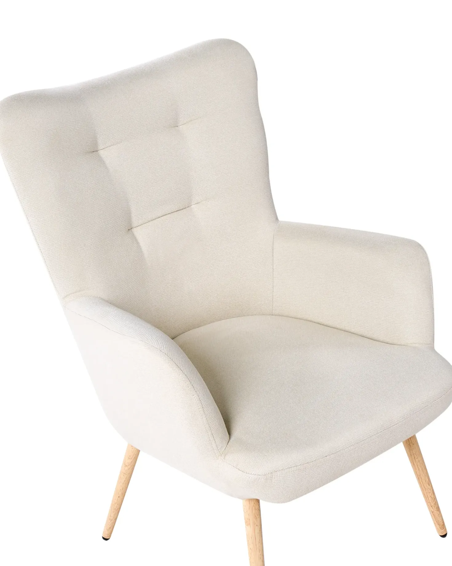 Poltrona Wingback VEJLE con poggiapiedi Tessuto Beige chiaro