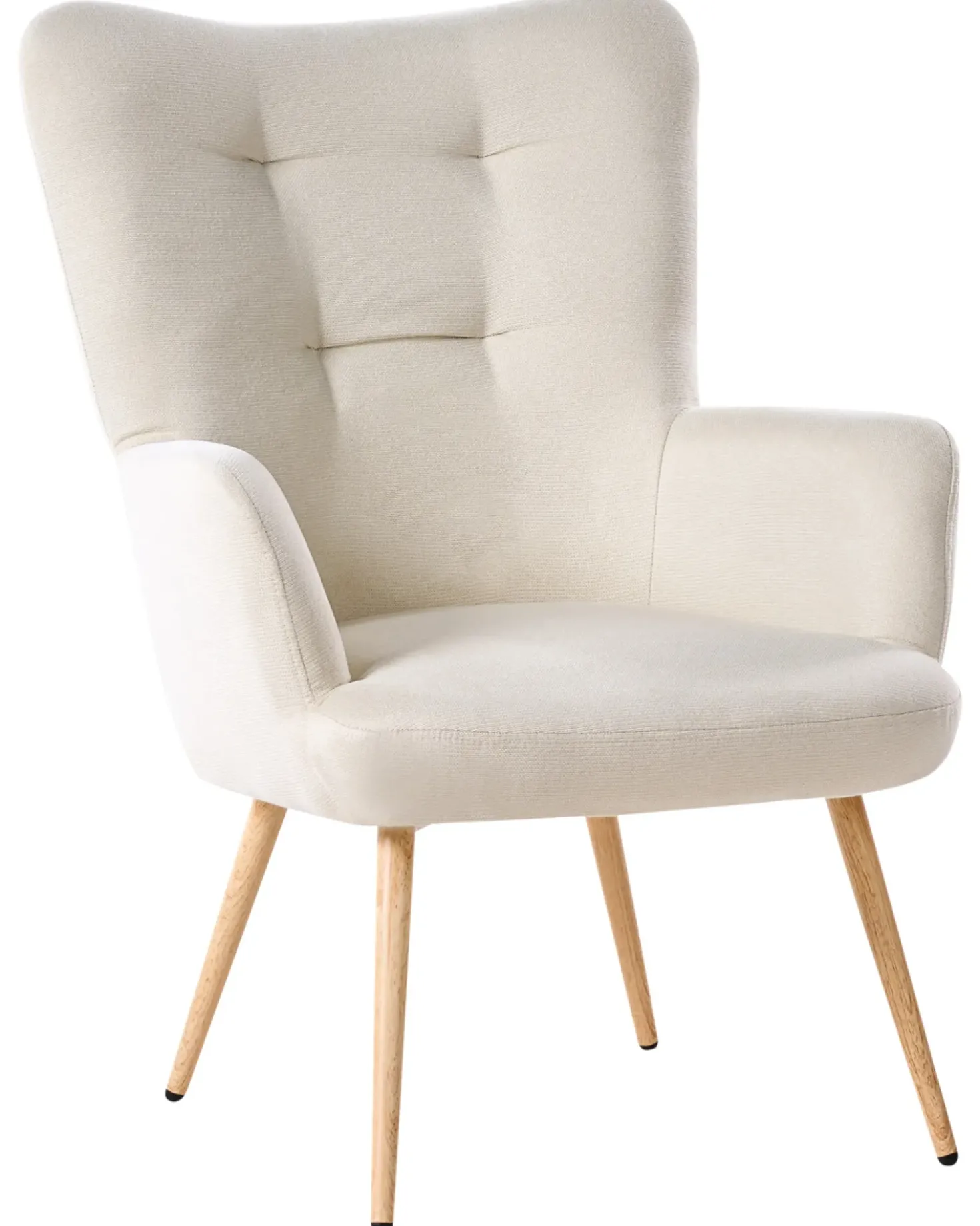 Poltrona Wingback VEJLE con poggiapiedi Tessuto Beige chiaro