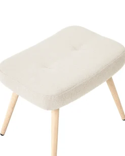 Poltrona Wingback VEJLE con poggiapiedi Tessuto Beige chiaro
