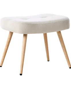 Poltrona Wingback VEJLE con poggiapiedi Tessuto Beige chiaro