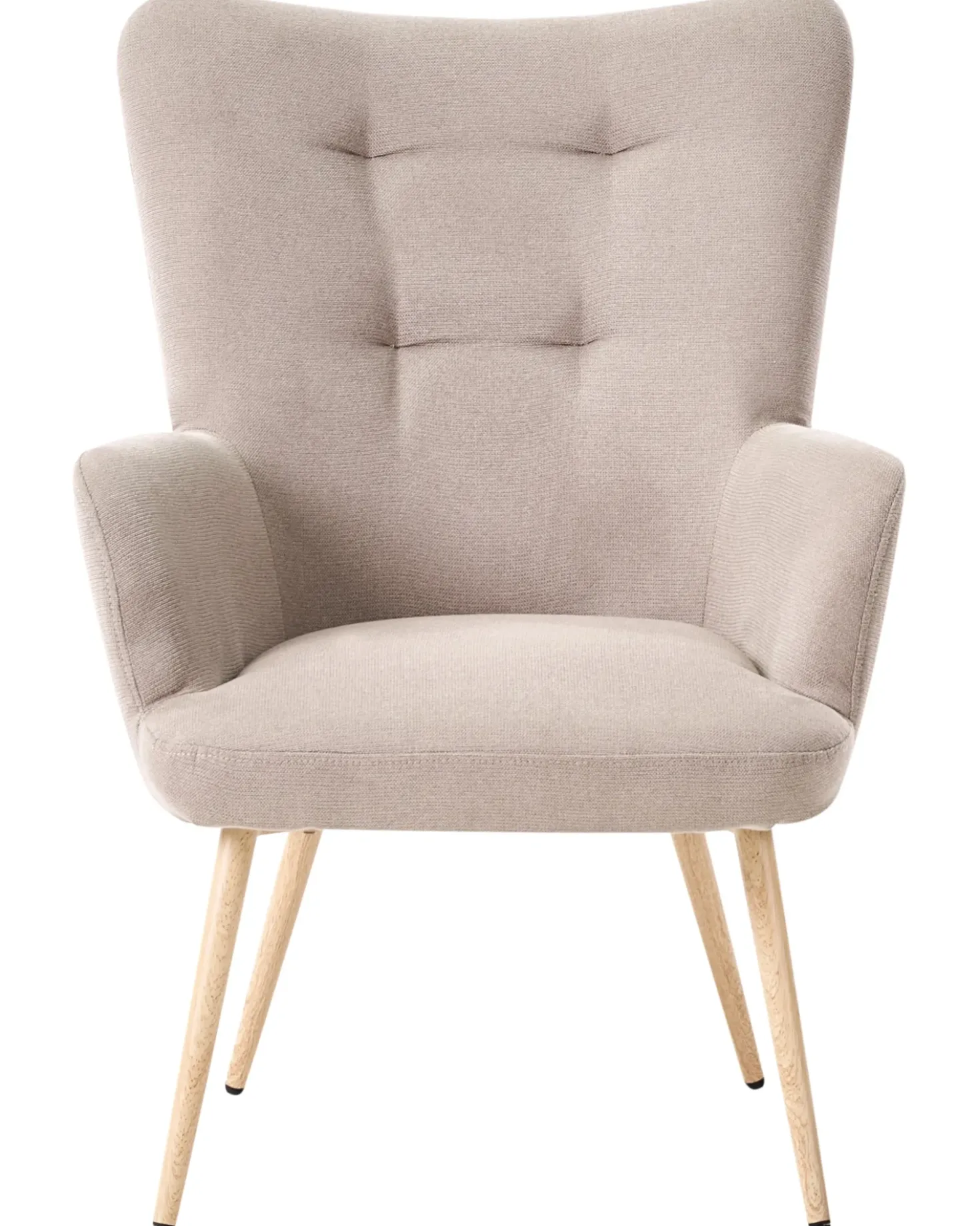 Poltrona Wingback VEJLE con poggiapiedi Tessuto Beige