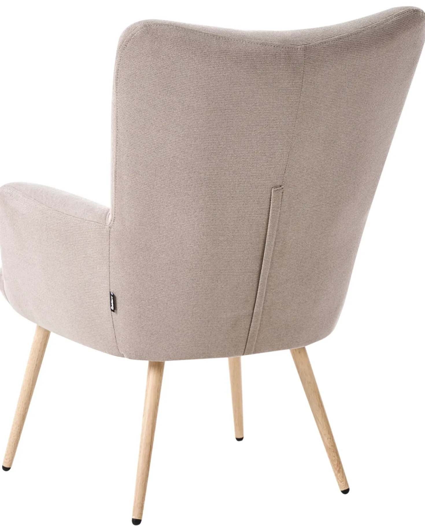 Poltrona Wingback VEJLE con poggiapiedi Tessuto Beige