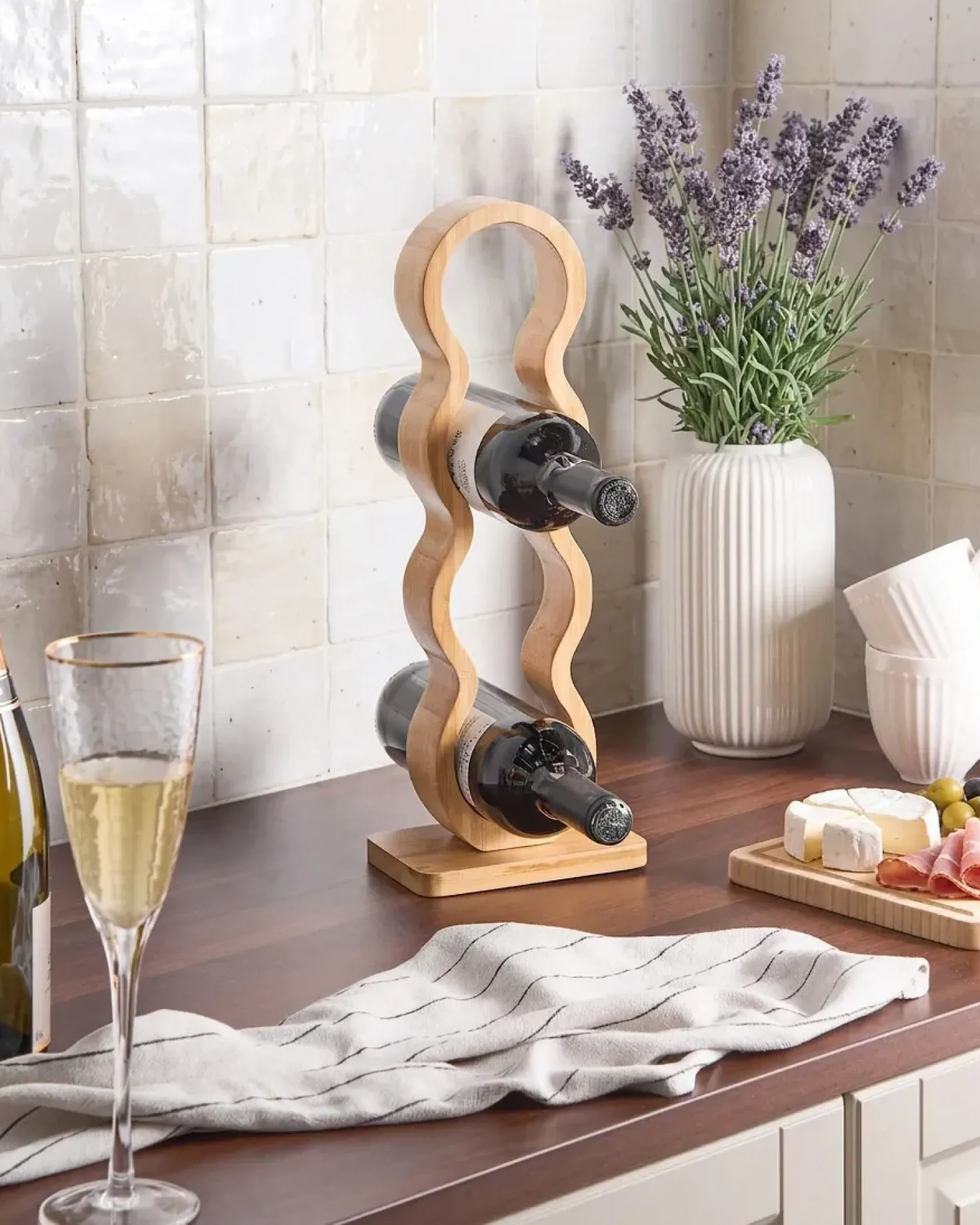 Porta bottiglie da vino CERISE Bambù Marrone chiaro