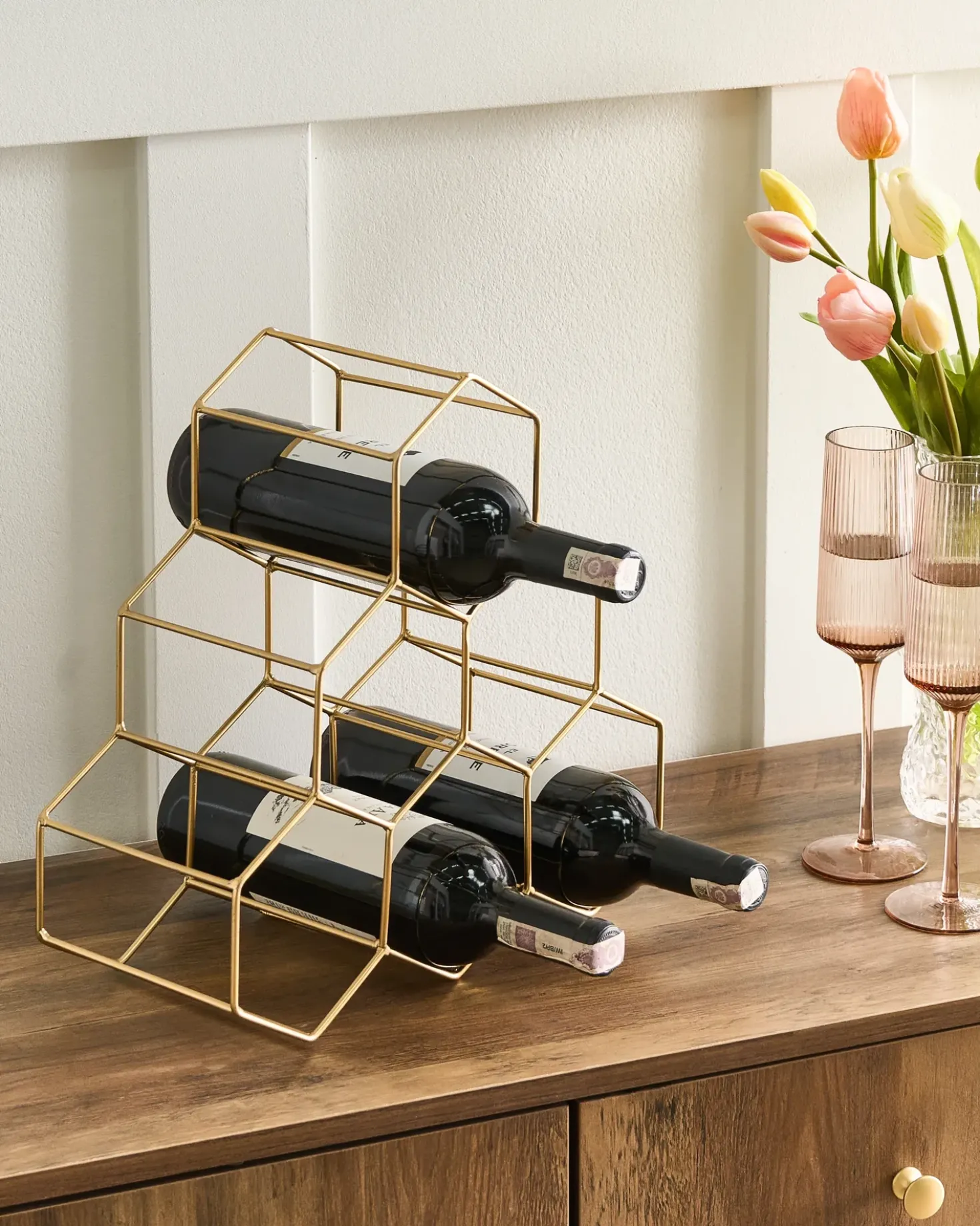Porta bottiglie da vino LISTOWEL Metallo Oro