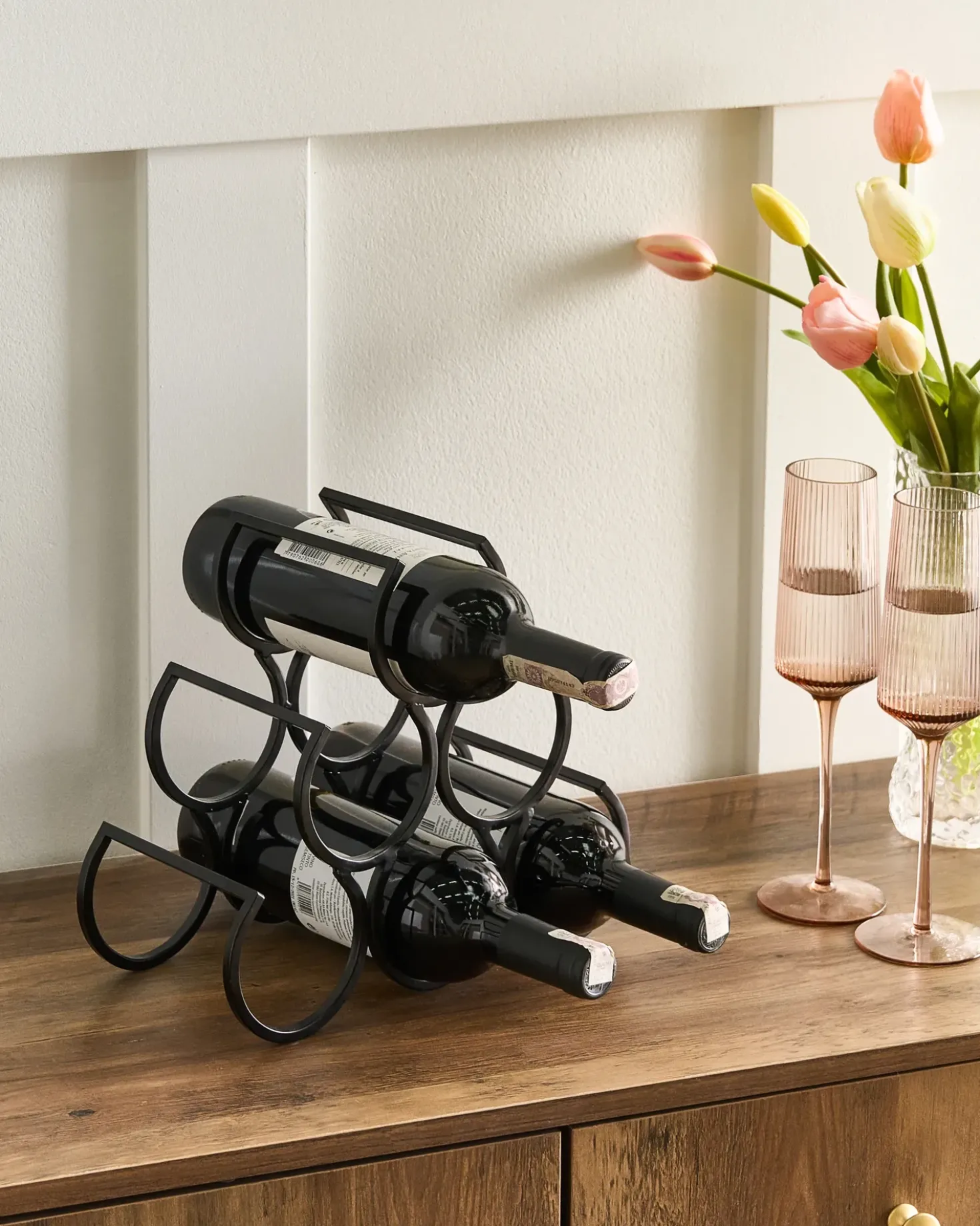 Porta bottiglie da vino LURGAN Metallo Nero