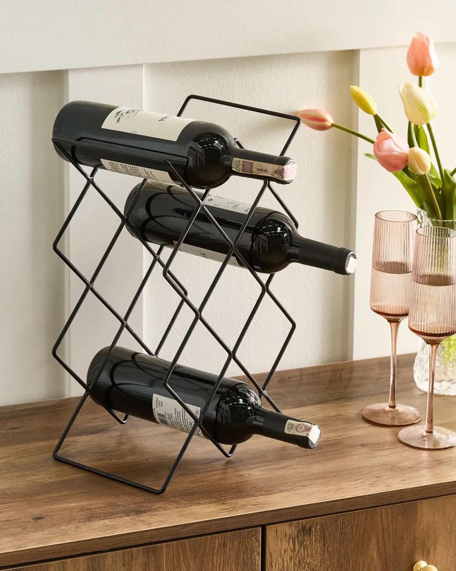 Porta bottiglie da vino RATHKEALE Metallo Nero