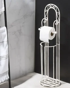 Porta carta igienica e spazzolone TEMUCO Metallo Bianco