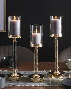 Portacandele ABBEVILLE Vetro 41 cm Oro