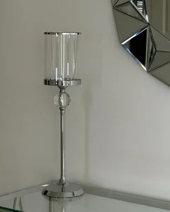 Portacandele COTUI Vetro 58 cm Argento